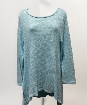 Chelsea & Theodore Sweater Women's Size L Oversize Blue Knit Boatneck Long Slv